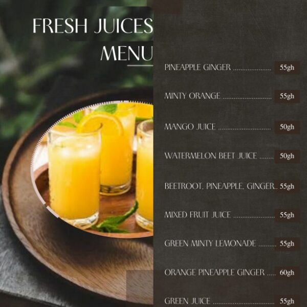 Fresh Juice Menu