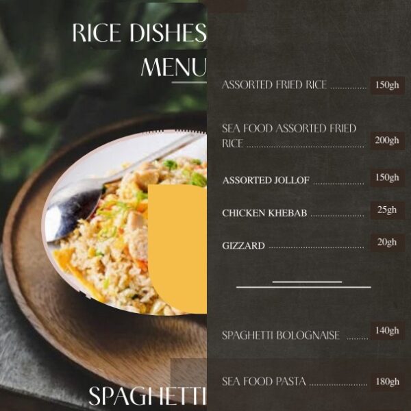 Rice dishes Menu