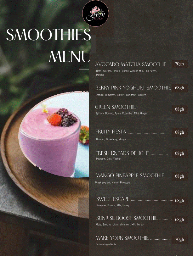 Smoothie Menu